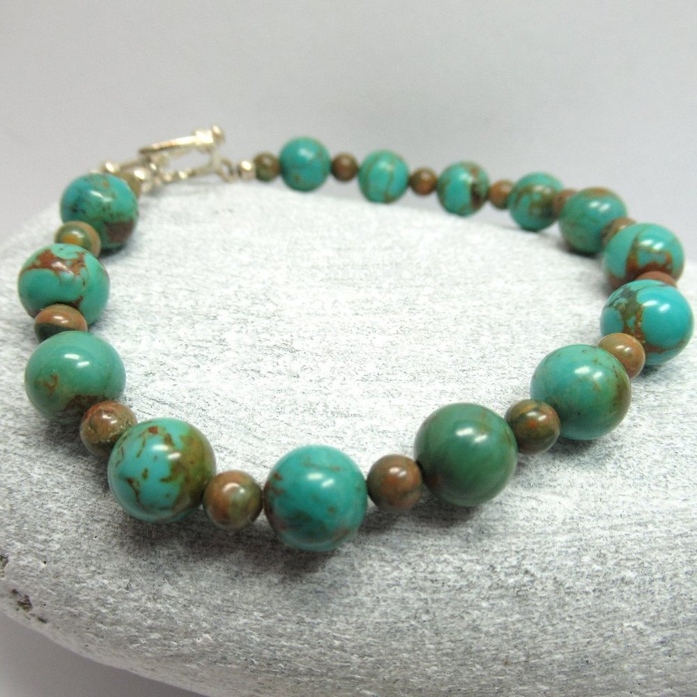 Turquoise and Rhyolite Bracelet - Picture 2 of 13